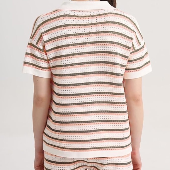 White Fox | Striped Button-Front Knit Top (M/L) - Picture 1 of 6